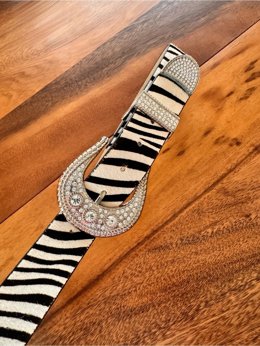 CHICO’S leather belt. Zebra print with rhinestones!!!